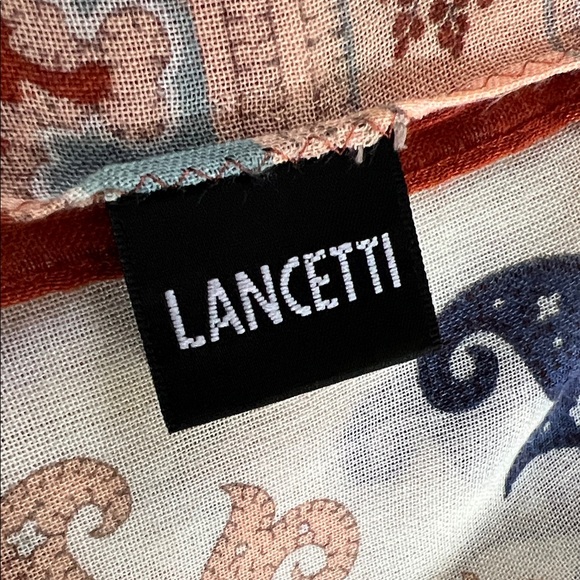 VTG Lancetti Paisley Print Scarf Multicolor Wool Shawl Head Wrap Size 66”x20” - Picture 8 of 11